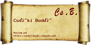 Csáki Bodó névjegykártya